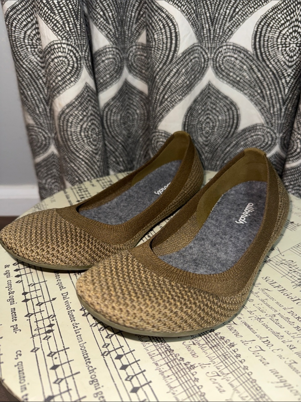 Allbirds Tree Breezers Olive Green Knit Flat Shoes Women’s Size 6